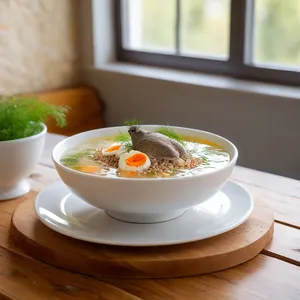Рецепт Рассольник с перепелкой и киноа - Подача