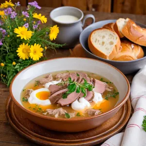 Рецепт Рассольник с уткой и дикими травами - Подача