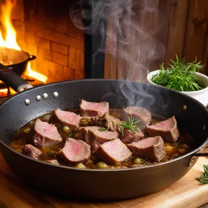 Рецепт Равиоли с кабанчиком и ягодным соусом - Приготовление начинки из мяса кабана