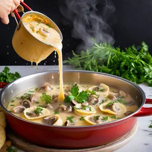 Рецепт Равиоли с каштанами и сливочно-грибным соусом - Варка равиоли и подача