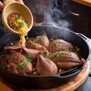 Рецепт Равиоли с уткой и гранатово-апельсиновым соусом - Приготовление утиной начинки