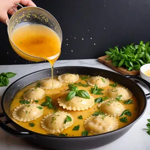 Рецепт Равиоли с уткой и медово-горчичным соусом - Варка равиоли и подача