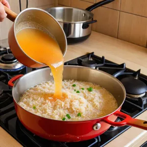 Рецепт Ризотто с артишоками и лимоном - Добавление вина и бульона