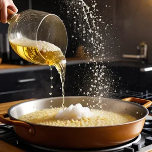 Рецепт Ризотто с брюссельской капустой и пармской ветчиной - Добавление вина