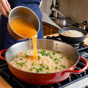 Рецепт Ризотто с спаржей и лимонной цедрой - Добавление бульона