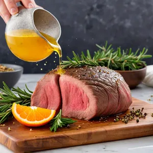 Рецепт Ростбиф с апельсиновой цедрой и можжевельником - Подготовка мяса и маринада