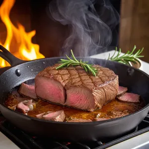 Рецепт Ростбиф с гранатовым соусом и розмарином - Обжарка мяса