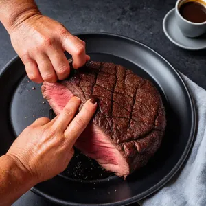 Рецепт Ростбиф с кофейной корочкой и вишневым соусом - Натирание мяса кофейной пастой