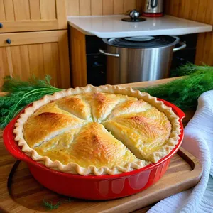 Рецепт Рыбный пирог с форелью и укропом - Выпекание