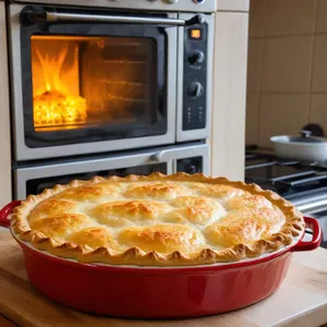 Рецепт Рыбный пирог с кетой и брокколи - Выпекание
