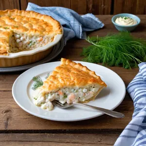 Рецепт Рыбный пирог с сомом и сливочным соусом - Подача