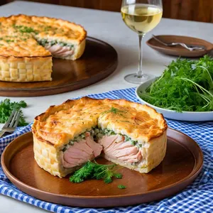 Рецепт Рыбный пирог с тунцом и оливками - Подача