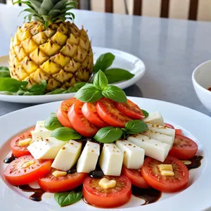 Рецепт Салат Капрезе с ананасом и кешью - Сборка салата
