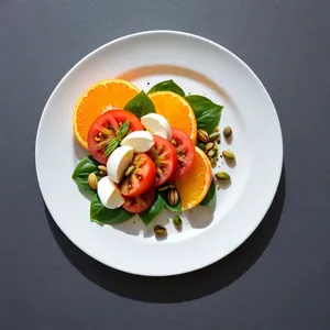 Рецепт Салат Капрезе с апельсином и фисташками - Сборка салата
