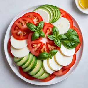 Рецепт Салат Капрезе с авокадо и кедровыми орешками - Сборка салата