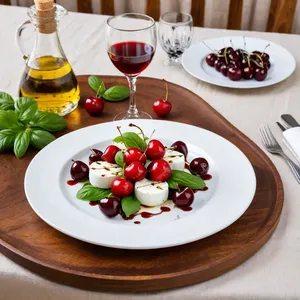 Рецепт Салат Капрезе с черешней и козьим сыром - Подача салата