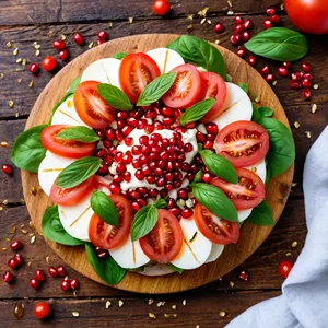 Рецепт Салат Капрезе с гранатом и мятой - Сборка салата