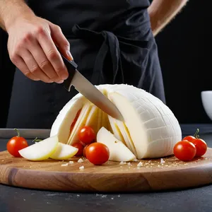 Рецепт Салат Капрезе с грушей и горгонзолой - Нарезка компонентов