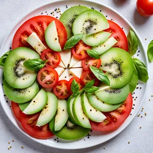 Рецепт Салат Капрезе с киви и кунжутом - Сборка салата