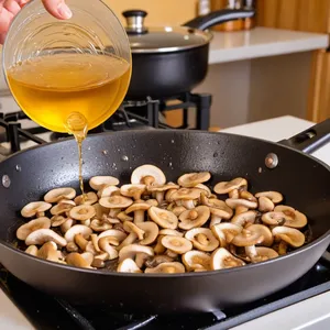 Рецепт Салат "Мясное наслаждение" с говядиной и грибами - Обжаривание грибов