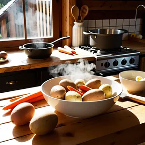 Рецепт Салат "Мимоза" с копченым мясом и грушей - Подготовка овощей и яиц