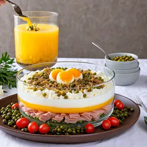 Рецепт Салат "Мимоза" с тунцом и каперсами - Подача салата