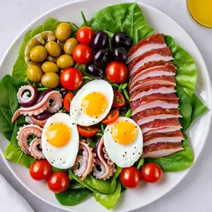 Рецепт Салат Нисуаз с осьминогом и лимонным тимьяном - Сборка салата