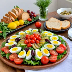 Рецепт Салат Нисуаз с печеными овощами и анчоусами - Подача