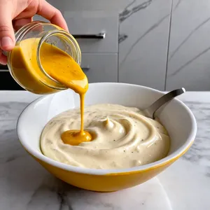 Рецепт Салат "Оливье" с копченой курицей и грушей - Приготовление заправки