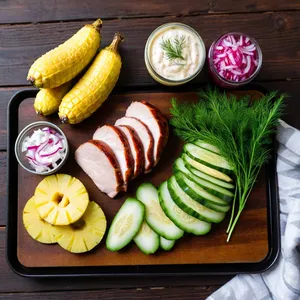 Рецепт Салат с копченой курицей и ананасом - Подготовка ингредиентов