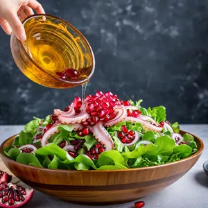 Рецепт Салат с осьминогом и гранатом в кунжутной заправке - Сборка салата