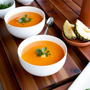 Рецепт Сальморехо с ананасом и кинзой - Подача и украшение