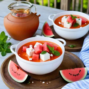 Рецепт Сальморехо с арбузом и фетой - Подача блюда