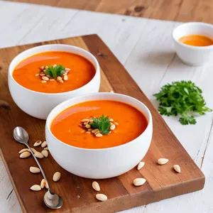 Рецепт Сальморехо с хурмой и кедровыми орешками - Подача блюда