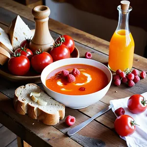 Рецепт Сальморехо с малиной и козьим сыром - Подготовка основных ингредиентов