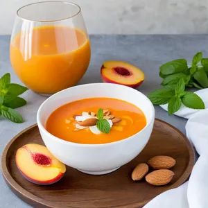 Рецепт Сальморехо с персиком и миндалем - Подача