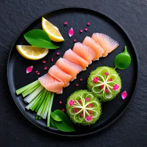 Рецепт Сашими из морского ангела с гранатовым соусом - Подача сашими