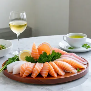 Рецепт Сашими из морского языка с имбирно-медовым соусом - Подача и украшение