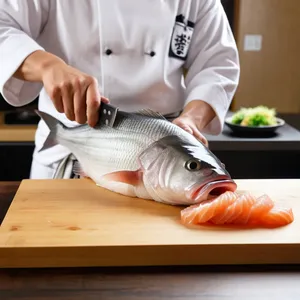 Рецепт Сашими из морского окуня с гранатовым соусом - Нарезка сашими