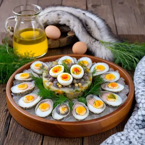 Рецепт Сельдь под шубой с авокадо и перепелиными яйцами - Украшение и подача