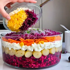 Рецепт Сельдь под шубой с черносливом и грецкими орехами - Сборка салата