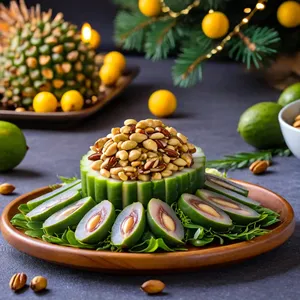 Рецепт Сельдь под шубой с фейхоа и кедровыми орешками - Декор и подача