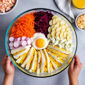 Рецепт Сельдь под шубой с маракуйей и пеканами - Сборка салата слоями