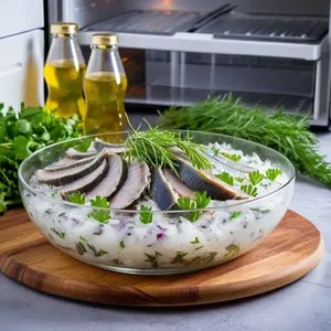 Рецепт Сельдь под шубой с помело и кедровыми орешками - Подача и настаивание