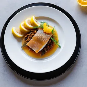 Рецепт Сельдь с яблочным конфитюром и ржаными гренками - Сборка блюда