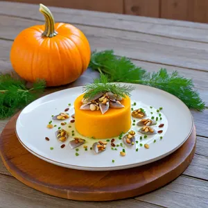 Рецепт Сельдь с тыквенным муссом и кедровыми орешками - Сборка блюда