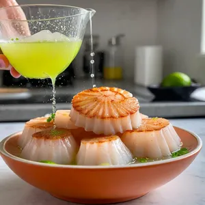 Рецепт Севиче из морского гребешка с клубникой и базиликом - Маринование гребешка