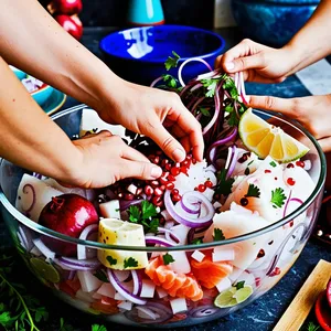 Рецепт Севиче из морского языка с гранатом и кинзой - Сборка севиче