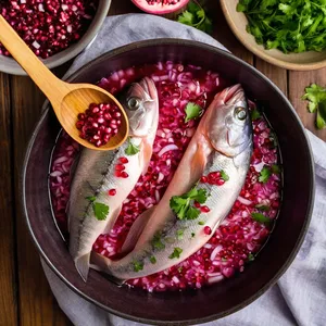 Рецепт Севиче из морского языка с гранатом и кинзой - Сборка севиче
