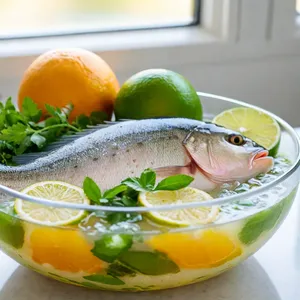 Рецепт Севиче из морского окуня с грейпфрутом и кинзой - Маринование рыбы